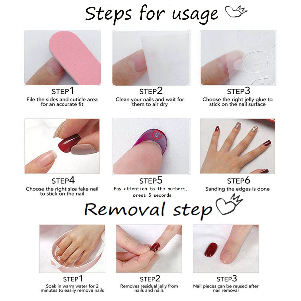 Foccna Press on Nails Medium Long Rhinestone Pink Fake Nails Square Bling Glossy 3D False Nail Tips Artificial Nails Finger Manicure for Women and Girls-24pcs : Beauty & Personal Care