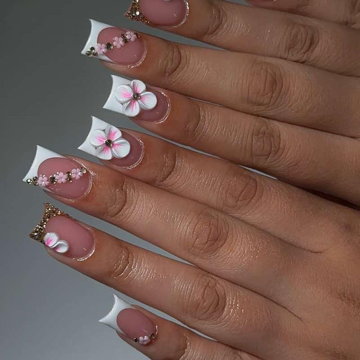 CTTHNBD Medium Press on Nails Coffin - Black French Tip Fake Nails with Bow Charms Design - Heart False Nails Press ons - for Women 24 Pcs : Beauty & Personal Care