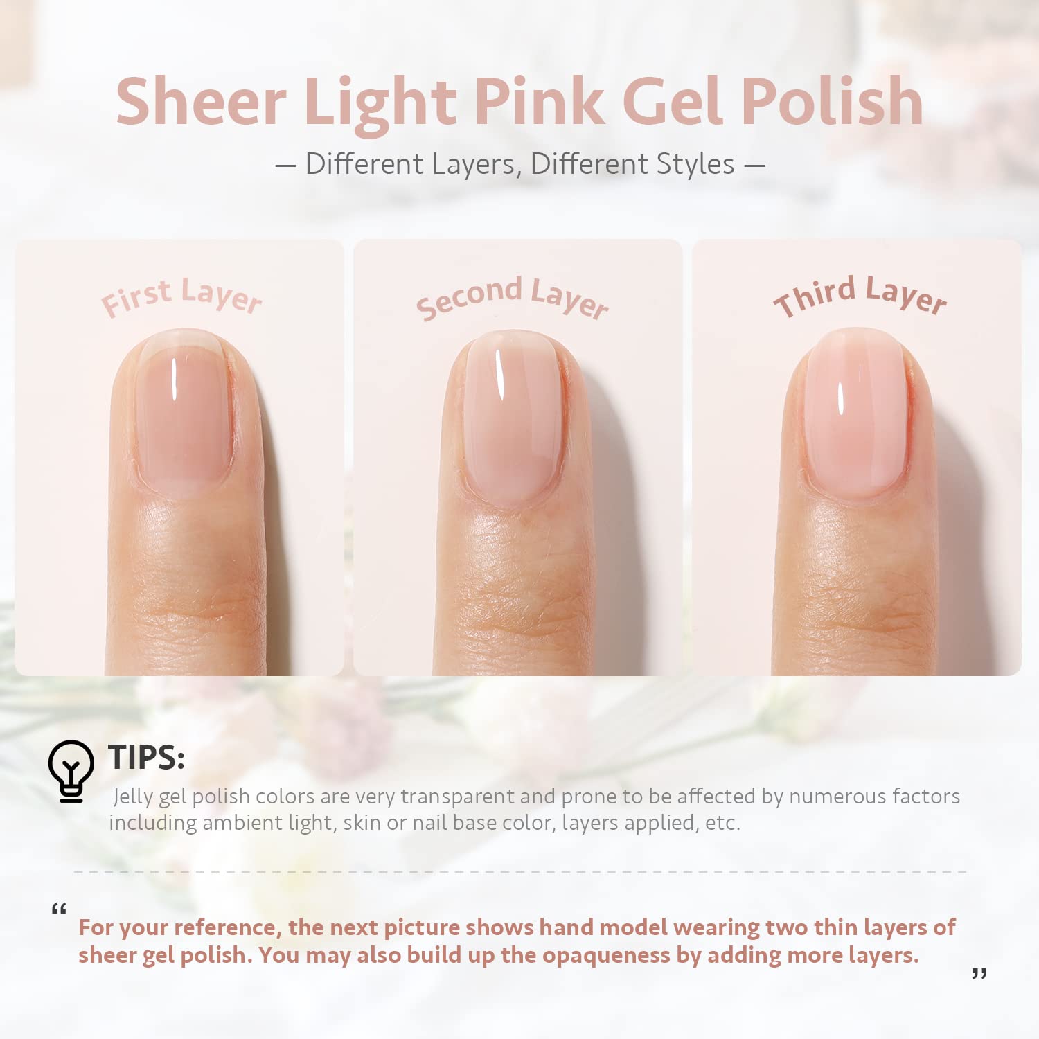 GAOY Sheer Light Pink Gel Nail Polish. 16ml Jelly Milky White Peach Translucent Color 1352 UV Light Cure Gel Polish for Nail Art DIY Manicure and Pedicure at Home : Beauty & Personal Care