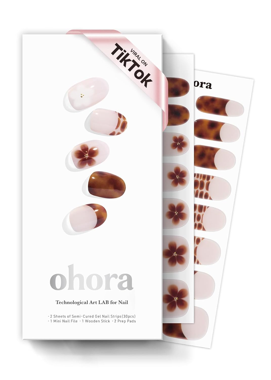 ohora Semi Cured Gel Nail Strips (N Essential French) - White. French. Works with Any UV/LED Lamps. Salon-Quality. Long Lasting. Easy to Apply & Remove - Includes 2 Prep Pads. Nail File & Wooden Stick : Beauty & Personal Care