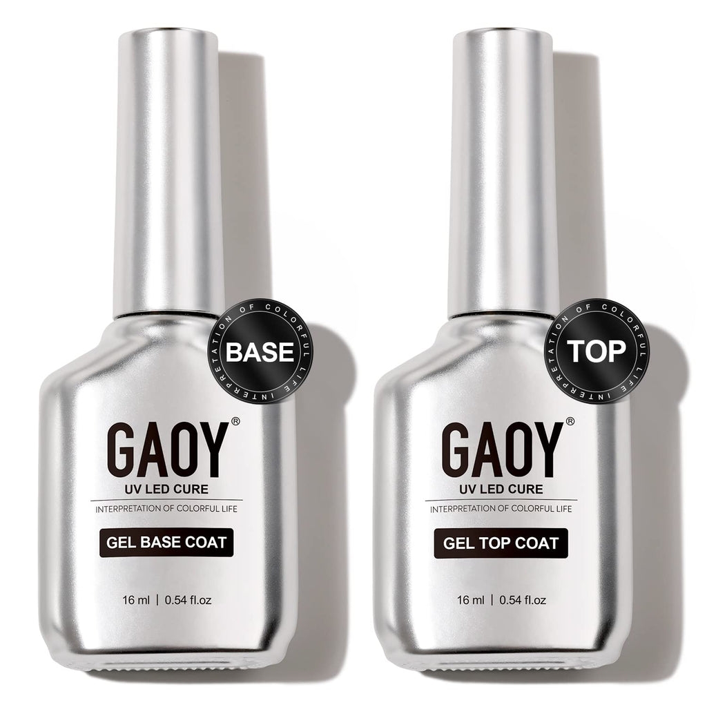 GAOY 16ml 2 Pcs Glassy Gel Top Coat and Base Coat Set.No Wipe Foundation Combination for UV Light Cure Nail Polish : Beauty & Personal Care