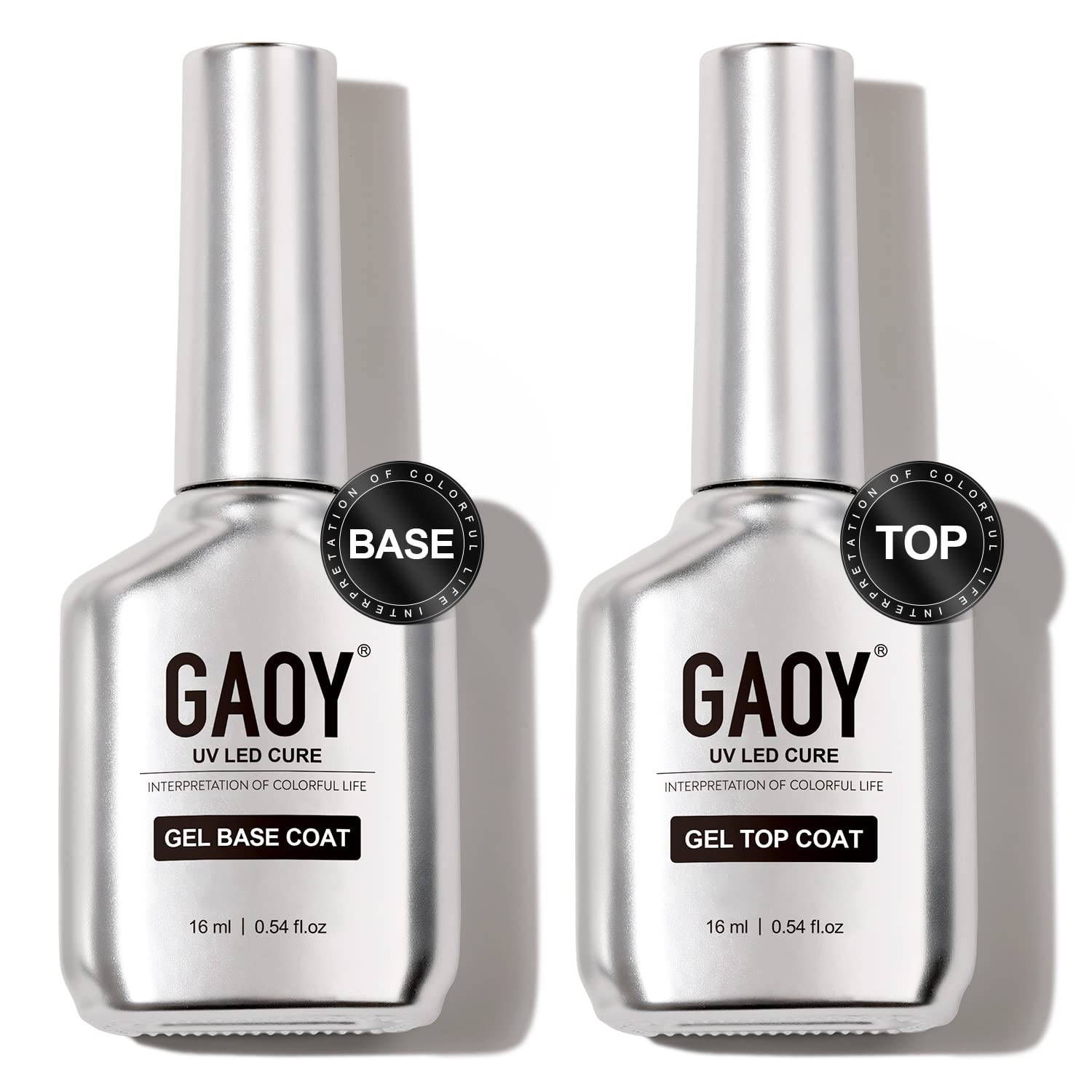 GAOY 16ml 2 Pcs Glassy Gel Top Coat and Base Coat Set.No Wipe Foundation Combination for UV Light Cure Nail Polish : Beauty & Personal Care