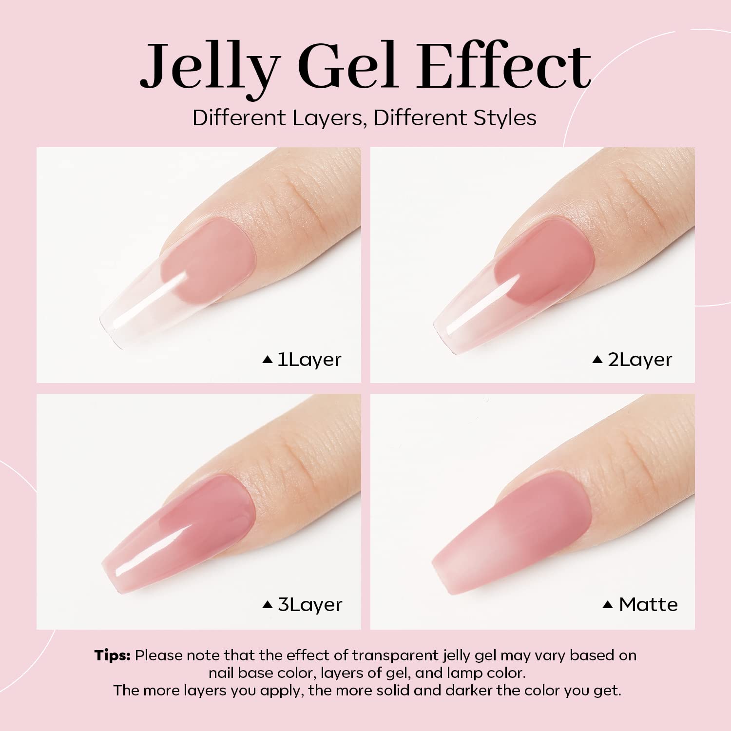 modelones Pink Gel Nail Polish Jelly Nude Pink Gel Polish French Tip Base Colors Translucent Soak Off U V Soap Nails for Nail Art Manicure at Home 15ML : Beauty & Personal Care