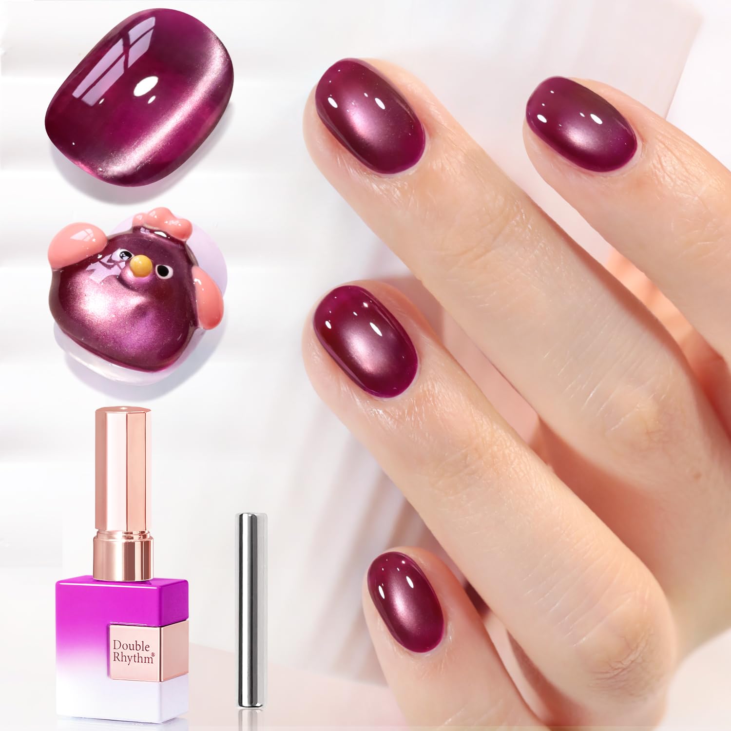 Double Rhythm 15ML Ice Glass Cat Eye Gel Polish with Magnet Holographic Glitter Shimmer Translucent Sheer Color Salon Soak Off Magnetic Nail at Home (Golden Violet-MC1129) : Beauty & Personal Care