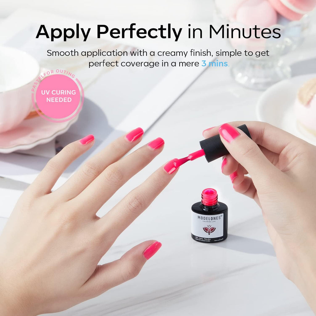modelones Pink Gel Nail Polish Set- 6 Colors 2026 Summer Spring Pastel Hot Pink Tones Neon Milk Pink White Gel Polish Magenta Light Soft to Dark LED Nail Art for Nail Lovers Gift DIY Starter Kit : Beauty & Personal Care