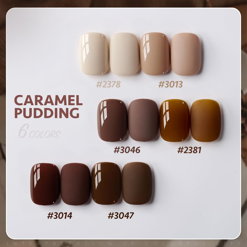 GAOY Nude Brown Gel Nail Polish Set. 6 Colors Beige Chocolate Caramel. UV Cure Gel for DIY Manicure at Home : Beauty & Personal Care