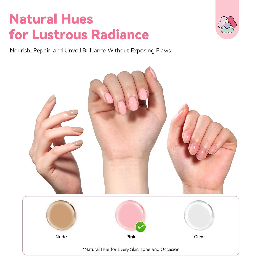 SAVILAND Nail Strengthener: Sheer Pink Natural Concealer Foundation Polish Air Dry Nail Growth for Damaged Nails Repair Weak & Thin Nails Nail Care with Castor Oil & Vitamin E 15ml Women Gift : Beauty & Personal Care