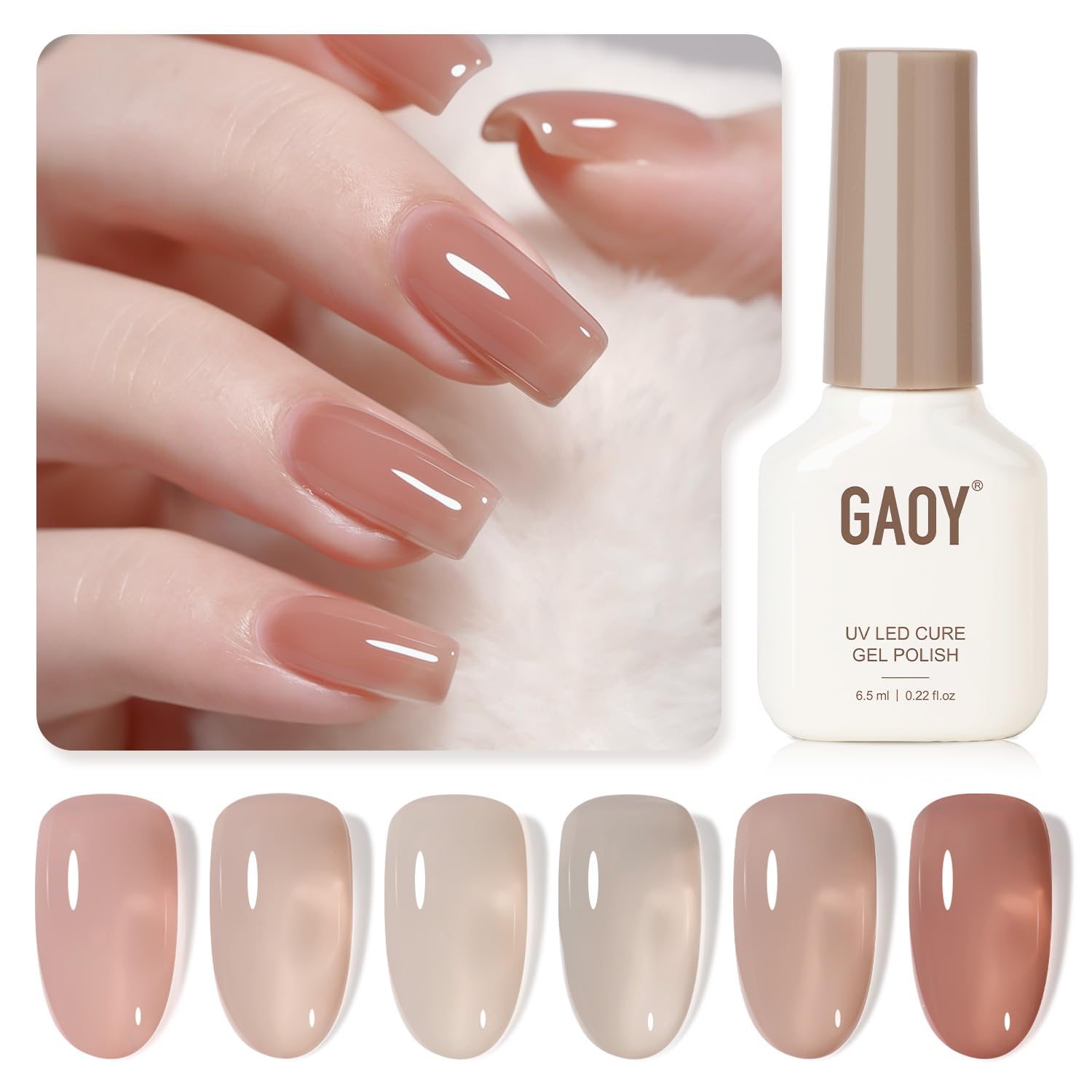 GAOY Rose Garden Jelly Gel Nail Polish of 6 Transparent Nude Red Pink Brown Colors Sheer Gel Polish Kit for Salon Manicure and Nail Art DIY at Home : Beauty & Personal Care