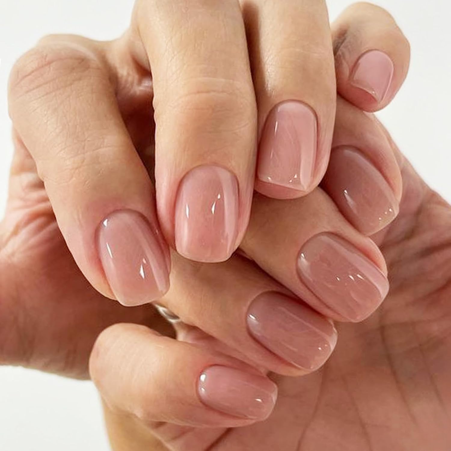 GLAMERMAID Nude Pink Short Press on Nails. Natural Extra Short Squoval Glue on Nails for Women. Coral Pink Square Jelly Soft Gel Fake Nails. Round Reusable Acrylic False Nails Manicure Kit for Women : Beauty & Personal Care