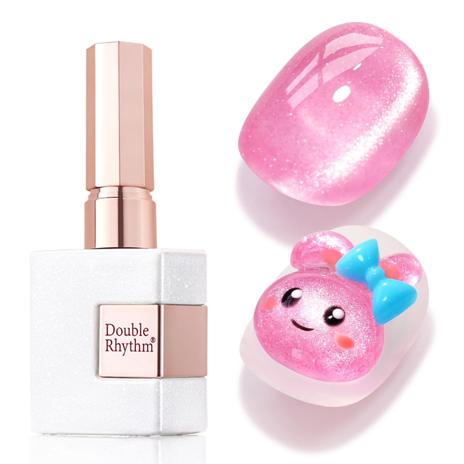 Double Rhythm 0.5 OZ Cat Eye Gel Polish with Magnet 15ML Holographic Glitter Shimmer Translucent Jelly Color Magnetic Polish Salon DIY at Home (Silver-MC1019) : Beauty & Personal Care