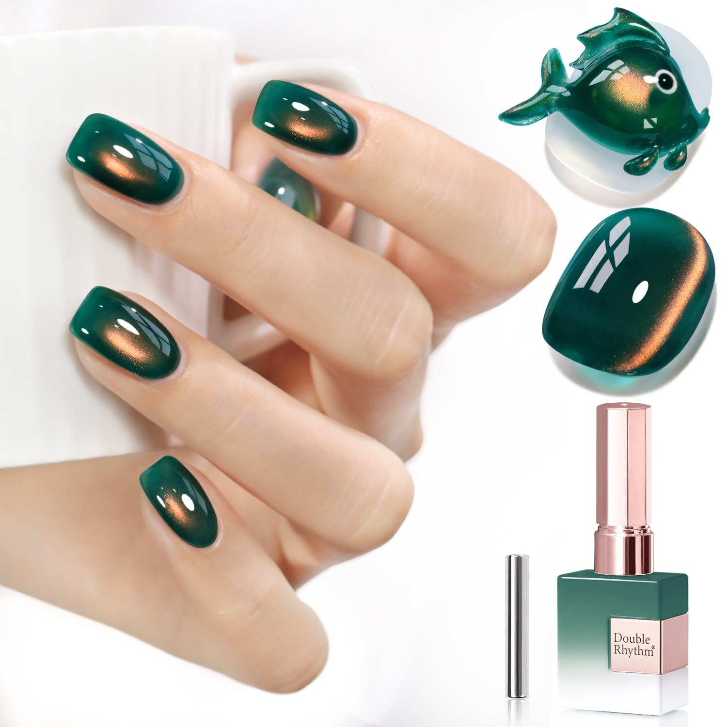 Double Rhythm 0.5 OZ Cat Eye Gel Polish with Magnet 15ML Holographic Glitter Shimmer Translucent Jelly Color Magnetic Polish Salon DIY at Home (Silver-MC1019) : Beauty & Personal Care