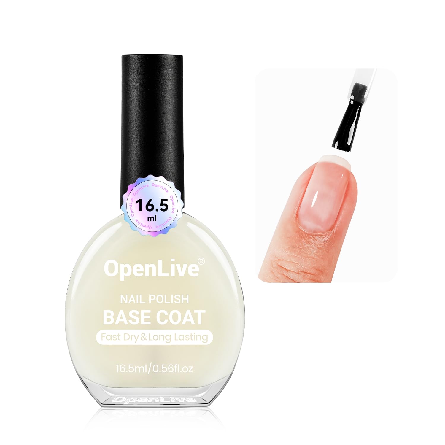 OpenLive Base and Top Coat Nail Polish Quick Dry.16.5ml Large capacity Basic Nail Polish Set Air Dry Fast. High-Glossy Shiny. No U V Light Needed for Women Salon DIY Nail Art : Beauty & Personal Care
