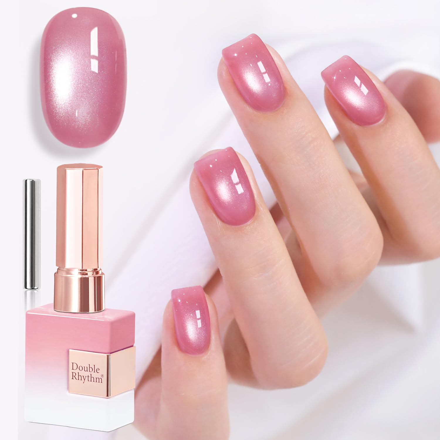 Double Rhythm 15ML Ice Glass Cat Eye Gel Polish with Magnet Holographic Glitter Shimmer Translucent Sheer Color Salon Soak Off Magnetic Nail at Home (Golden Violet-MC1129) : Beauty & Personal Care