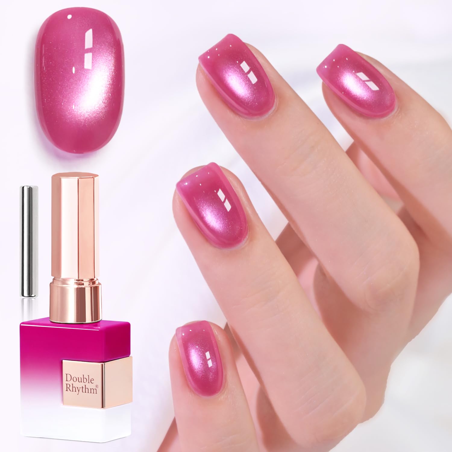 Double Rhythm 15ML Ice Glass Cat Eye Gel Polish with Magnet Holographic Glitter Shimmer Translucent Sheer Color Salon Soak Off Magnetic Nail at Home (Golden Violet-MC1129) : Beauty & Personal Care