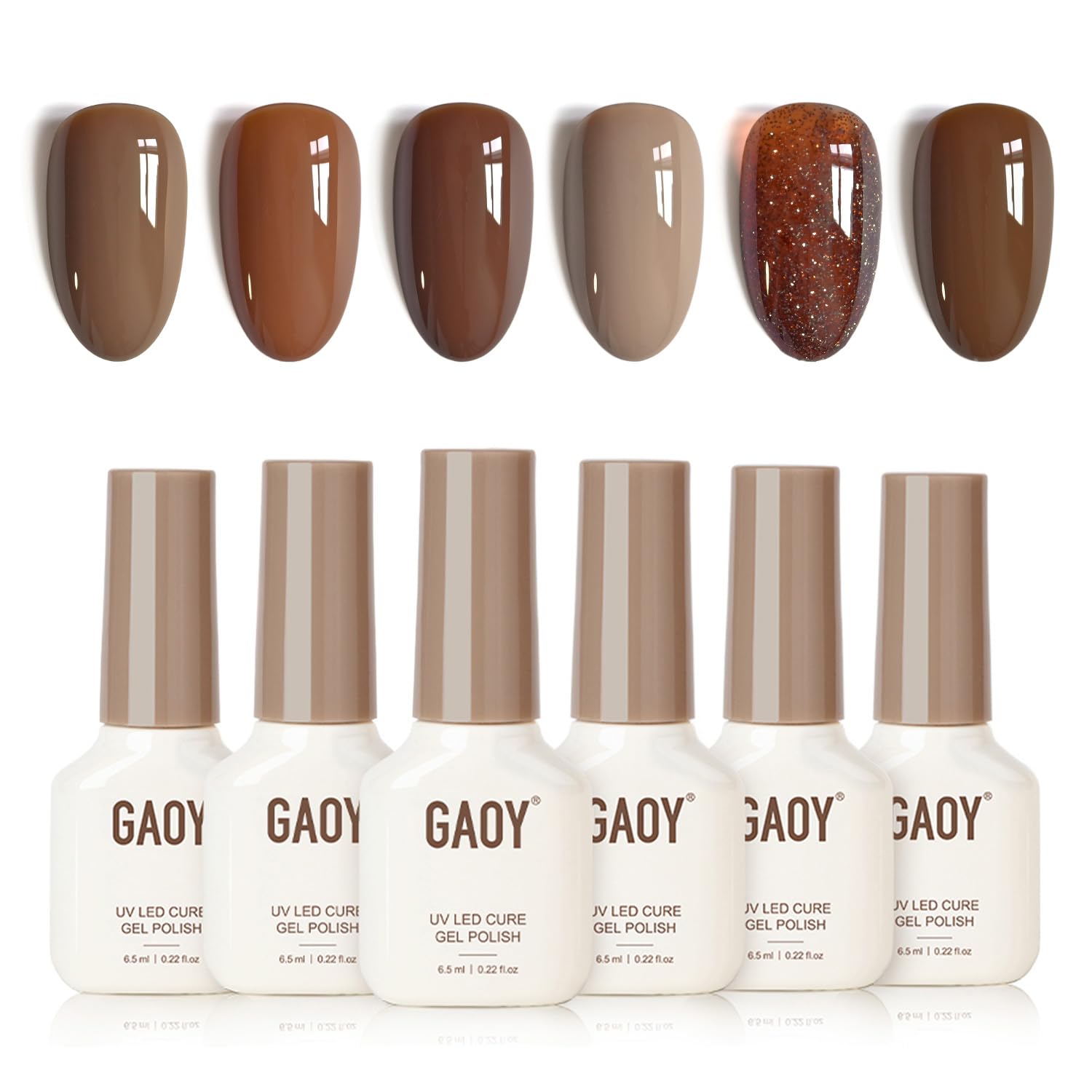 GAOY Nude Brown Gel Nail Polish Set. 6 Colors Beige Chocolate Caramel. UV Cure Gel for DIY Manicure at Home : Beauty & Personal Care
