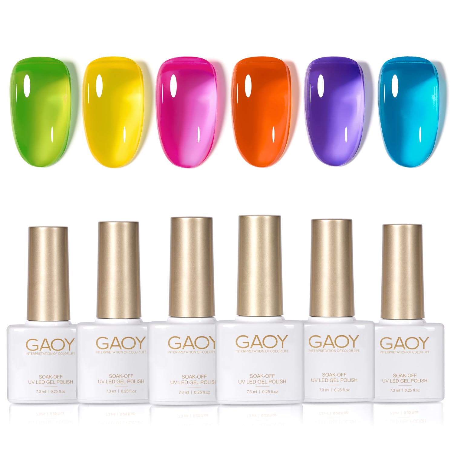 GAOY Milky White Jelly Nude Gel Nail Polish Set. 6 Transparent Colors Sheer Pink Orange Soak Off UV Light Cure Gel Polish Kit for Salon and Nail Art DIY at Home : Beauty & Personal Care