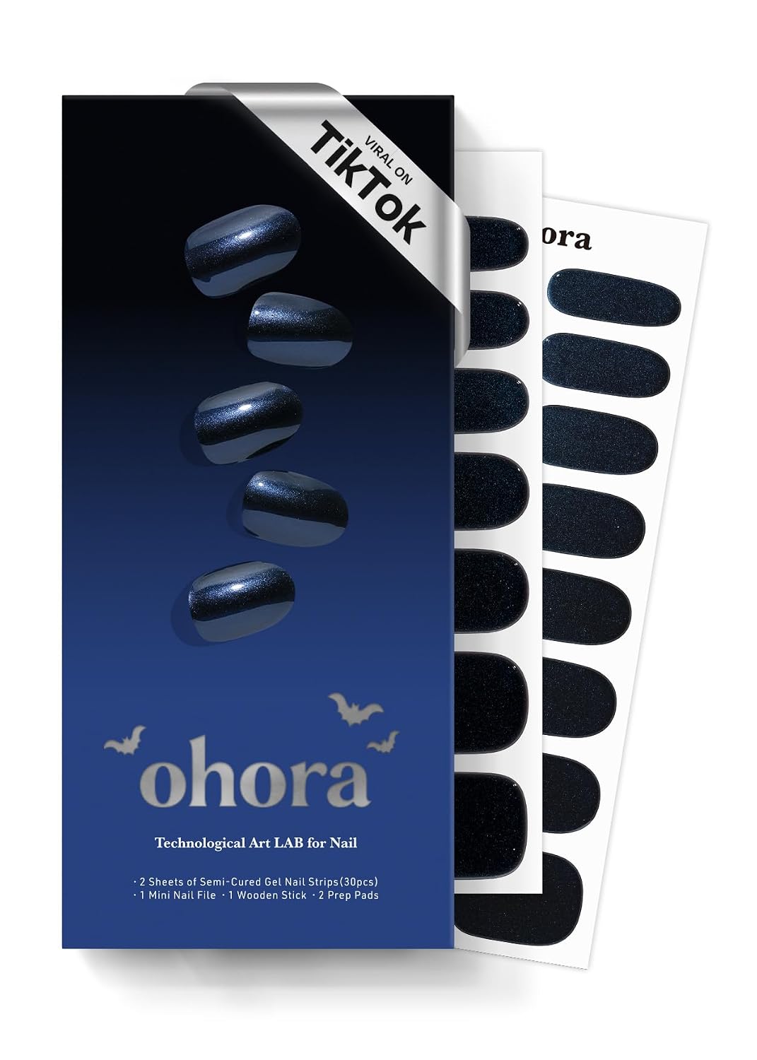 ohora Semi Cured Gel Nail Strips (N Dancing Flower) - White Works with Any UV/LED Lamps. Salon-Quality. Long Lasting. Easy to Apply & Remove - Includes 2 Prep Pads. Nail File & Wooden Stick : Beauty & Personal Care