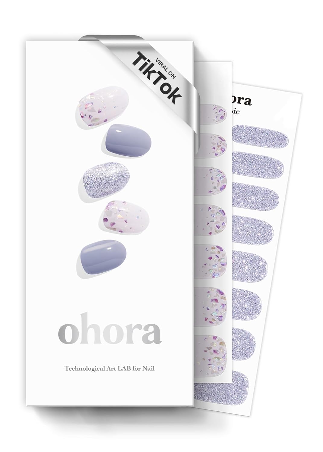 ohora Semi Cured Gel Nail Strips (N Pixie Dust) - Nude. Glitter. Works with Any UV/LED Lamps. Salon-Quality. Long Lasting. Easy to Apply & Remove - Includes 2 Prep Pads. Nail File & Wooden Stick : Beauty & Personal Care