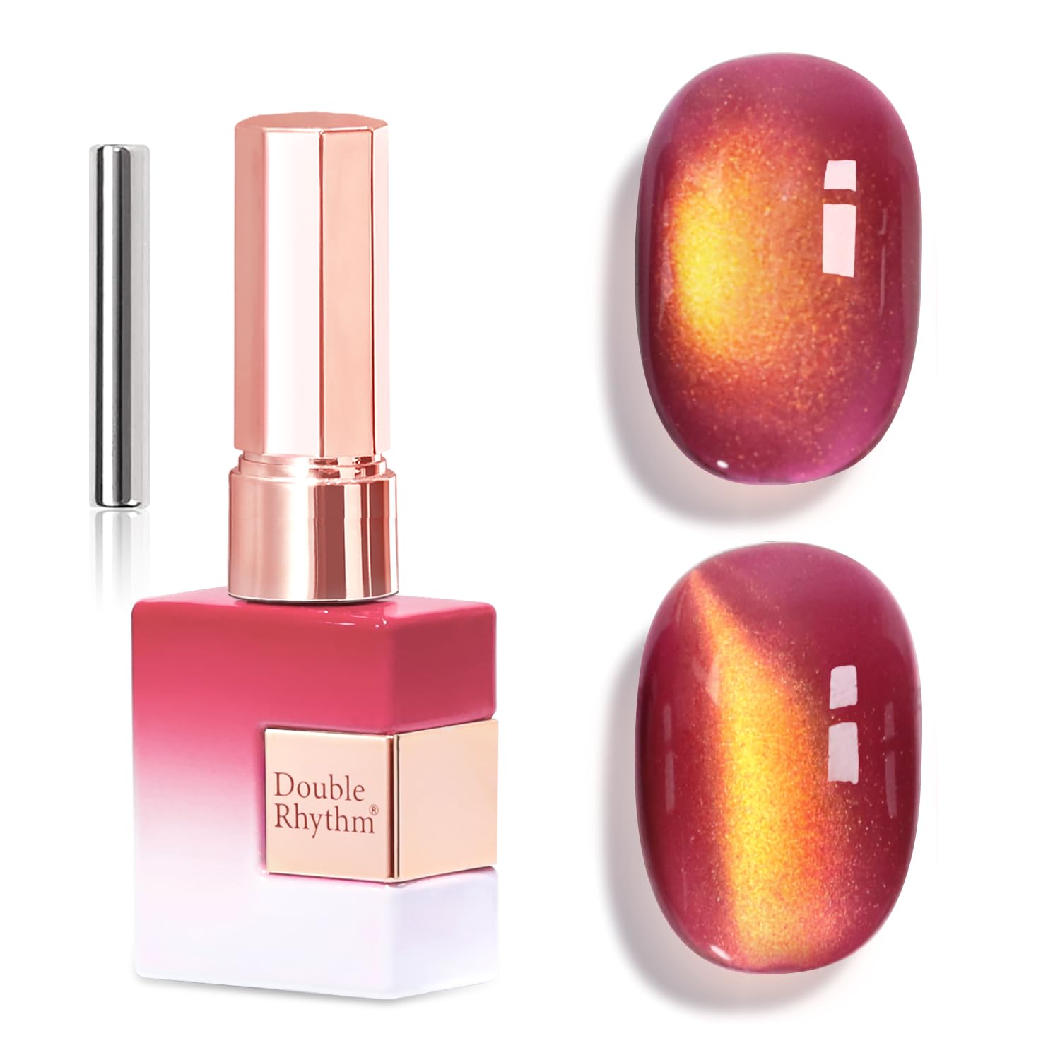 Double Rhythm 0.5 OZ Cat Eye Gel Polish with Magnet 15ML Holographic Glitter Shimmer Translucent Jelly Color Magnetic Polish Salon DIY at Home (Silver-MC1019) : Beauty & Personal Care