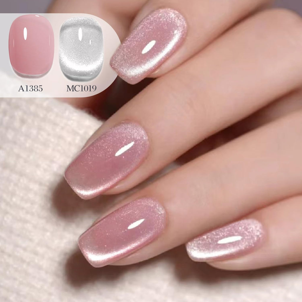 Double Rhythm 0.5 OZ Cat Eye Gel Polish with Magnet 15ML Holographic Glitter Shimmer Translucent Jelly Color Magnetic Polish Salon DIY at Home (Silver-MC1019) : Beauty & Personal Care