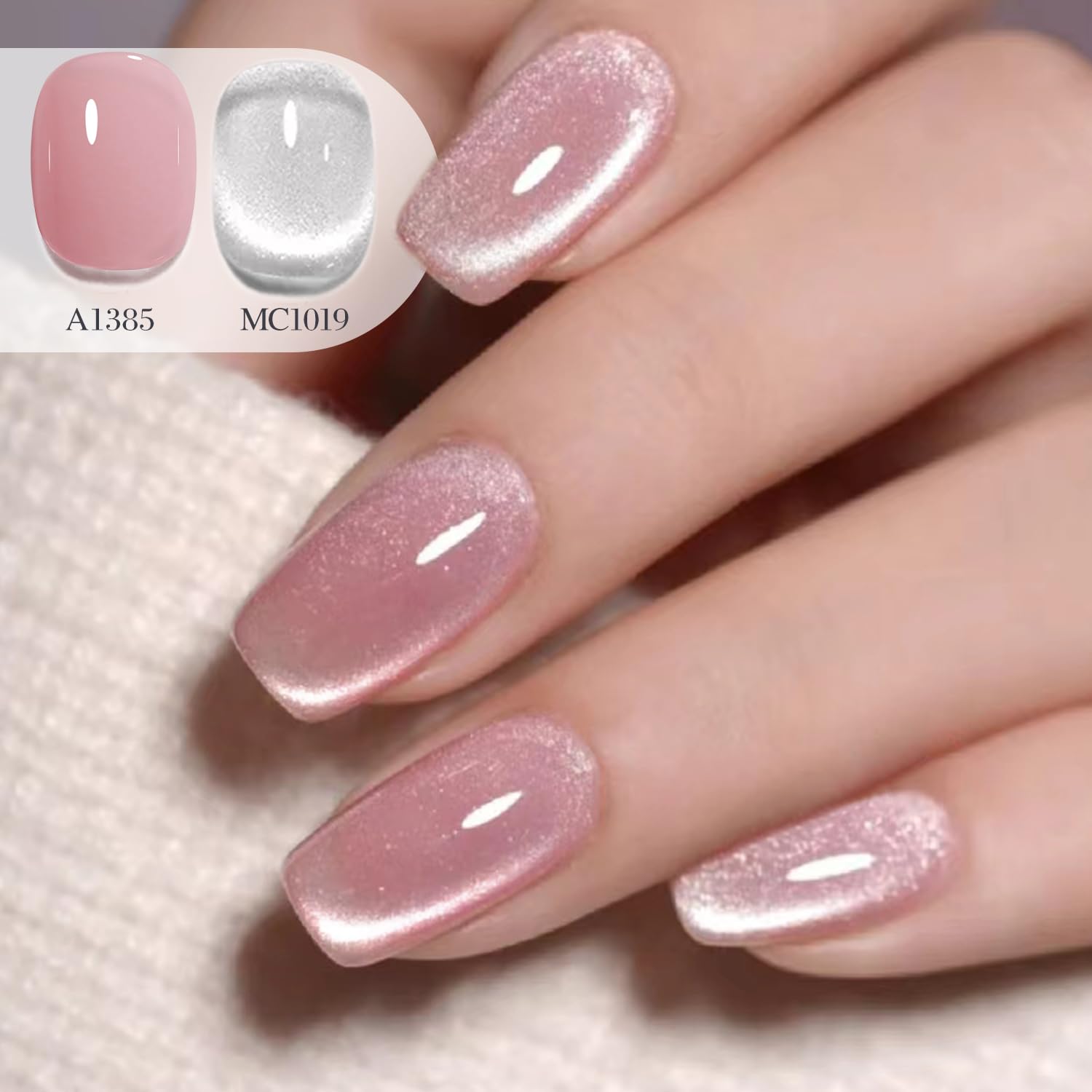 Double Rhythm 0.5 OZ Cat Eye Gel Polish with Magnet 15ML Holographic Glitter Shimmer Translucent Jelly Color Magnetic Polish Salon DIY at Home (Silver-MC1019) : Beauty & Personal Care