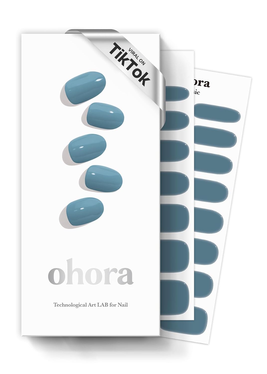 ohora Semi Cured Gel Nail Strips (N Cream Indigo) - Blue. Solid. Works with Any UV/LED Lamps. Salon-Quality. Long Lasting. Easy to Apply & Remove - Includes 2 Prep Pads. Nail File & Wooden Stick : Beauty & Personal Care