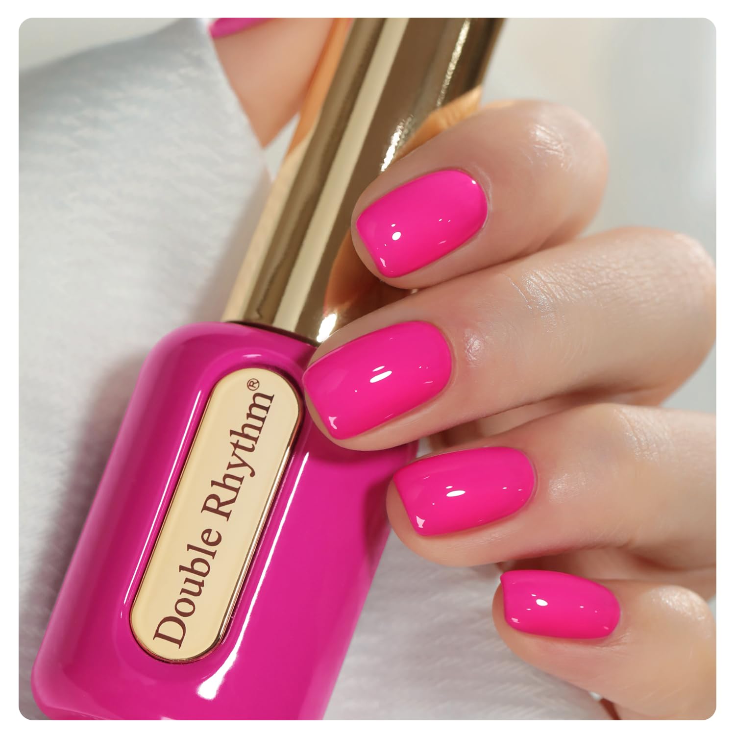 Double Rhythm 0.50 OZ Gel Polish Hema Free Same Color Same Bottle Golden Round Translucent Neutral Natural Milky 15 ML Jelly UV Polish Art DIY at Home (Bright Pink-H1040) : Beauty & Personal Care