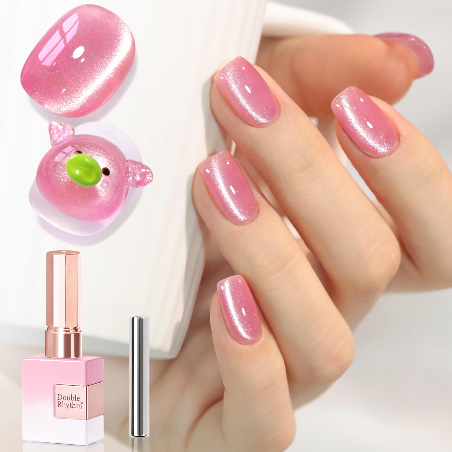 Double Rhythm 15ML Ice Glass Cat Eye Gel Polish with Magnet Holographic Glitter Shimmer Translucent Sheer Color Salon Soak Off Magnetic Nail at Home (Golden Violet-MC1129) : Beauty & Personal Care