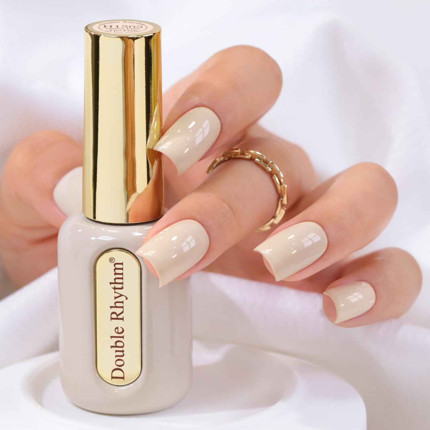 Double Rhythm 0.50 OZ Gel Polish Hema Free Same Color Same Bottle Golden Round Translucent Neutral Natural Milky 15 ML Jelly UV Polish Art DIY at Home (Bright Pink-H1040) : Beauty & Personal Care