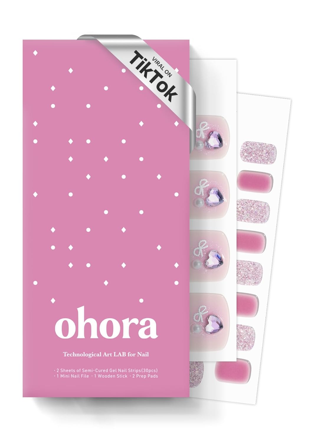 ohora Semi Cured Gel Pedi Strips (P Basic Pedicure no.3) - White. Solid. Works with UV/LED Lamps. Salon-Quality. Long Lasting. Easy to Apply & Remove - Includes 2 Prep Pads. Nail File & Wooden Stick : Beauty & Personal Care