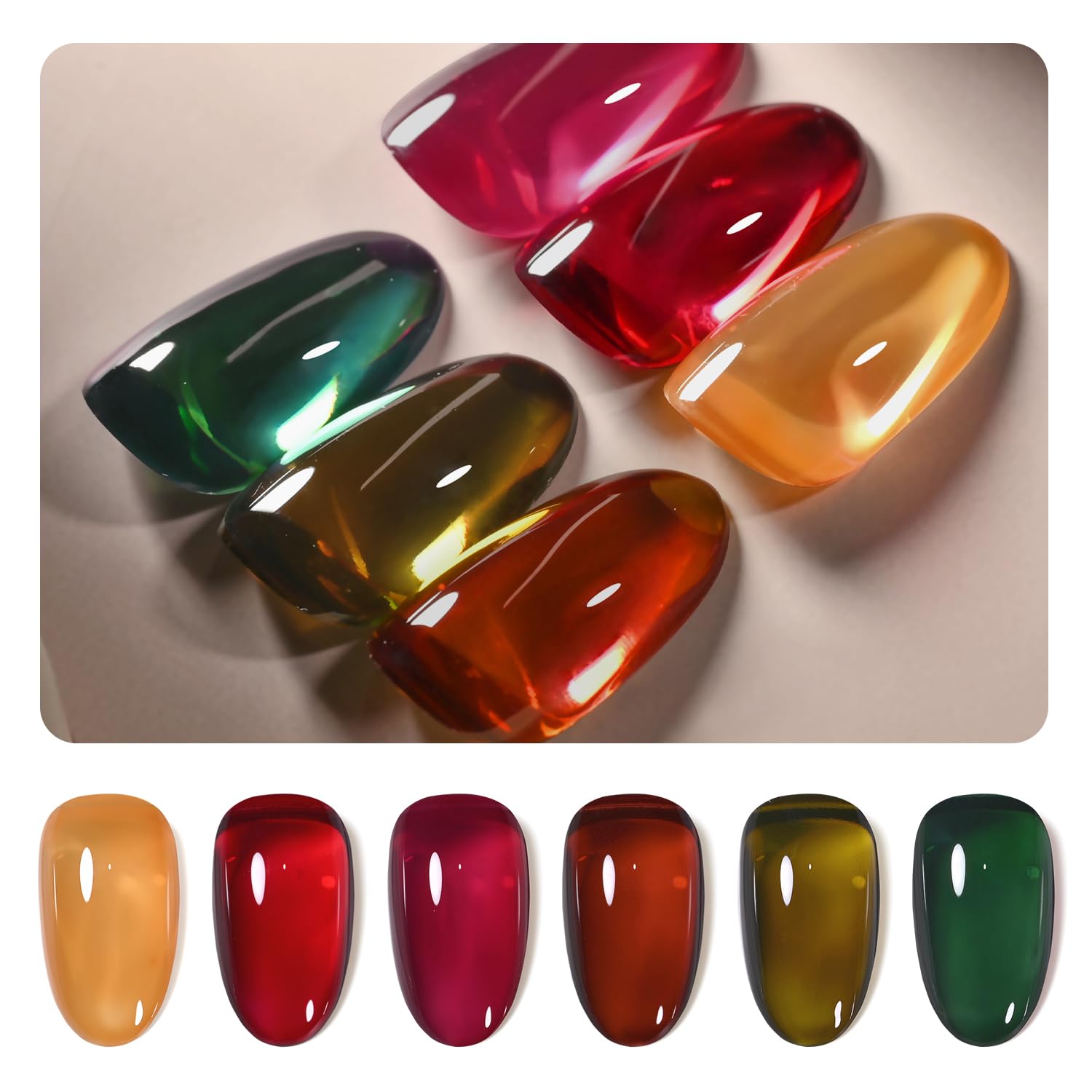 GAOY Rose Garden Jelly Gel Nail Polish of 6 Transparent Nude Red Pink Brown Colors Sheer Gel Polish Kit for Salon Manicure and Nail Art DIY at Home : Beauty & Personal Care