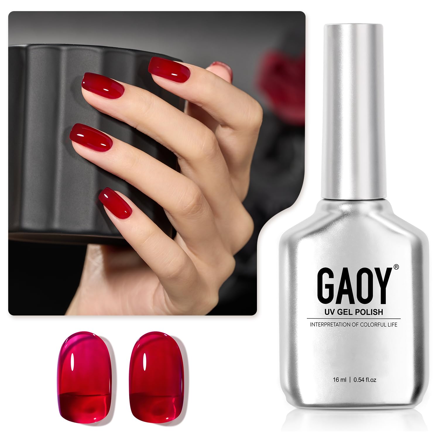 GAOY Red Gel Nail Polish. 16ml Soak Off Gel Polish. UV Light Cure for Nail Art DIY Manicure at Home. 1149 Dark Red Cherry : Beauty & Personal Care