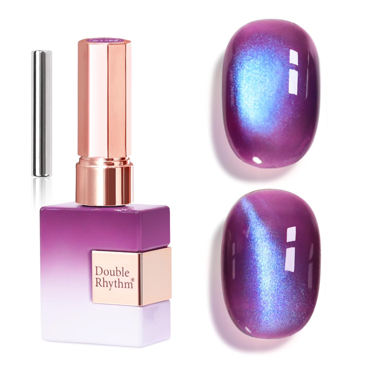 Double Rhythm 0.5 OZ Cat Eye Gel Polish with Magnet 15ML Holographic Glitter Shimmer Translucent Jelly Color Magnetic Polish Salon DIY at Home (Silver-MC1019) : Beauty & Personal Care