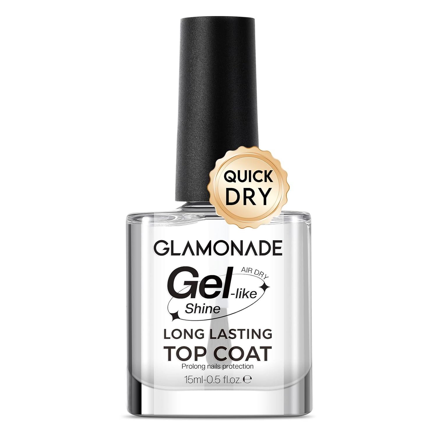 Glamonade Top Coat Nail Polish Clear: Quick Dry Nail Polish No Chip High Shine Long Lasting Glossy Fast Air Dry Top Coat for Nail Art Manicure Salon Quality : Beauty & Personal Care