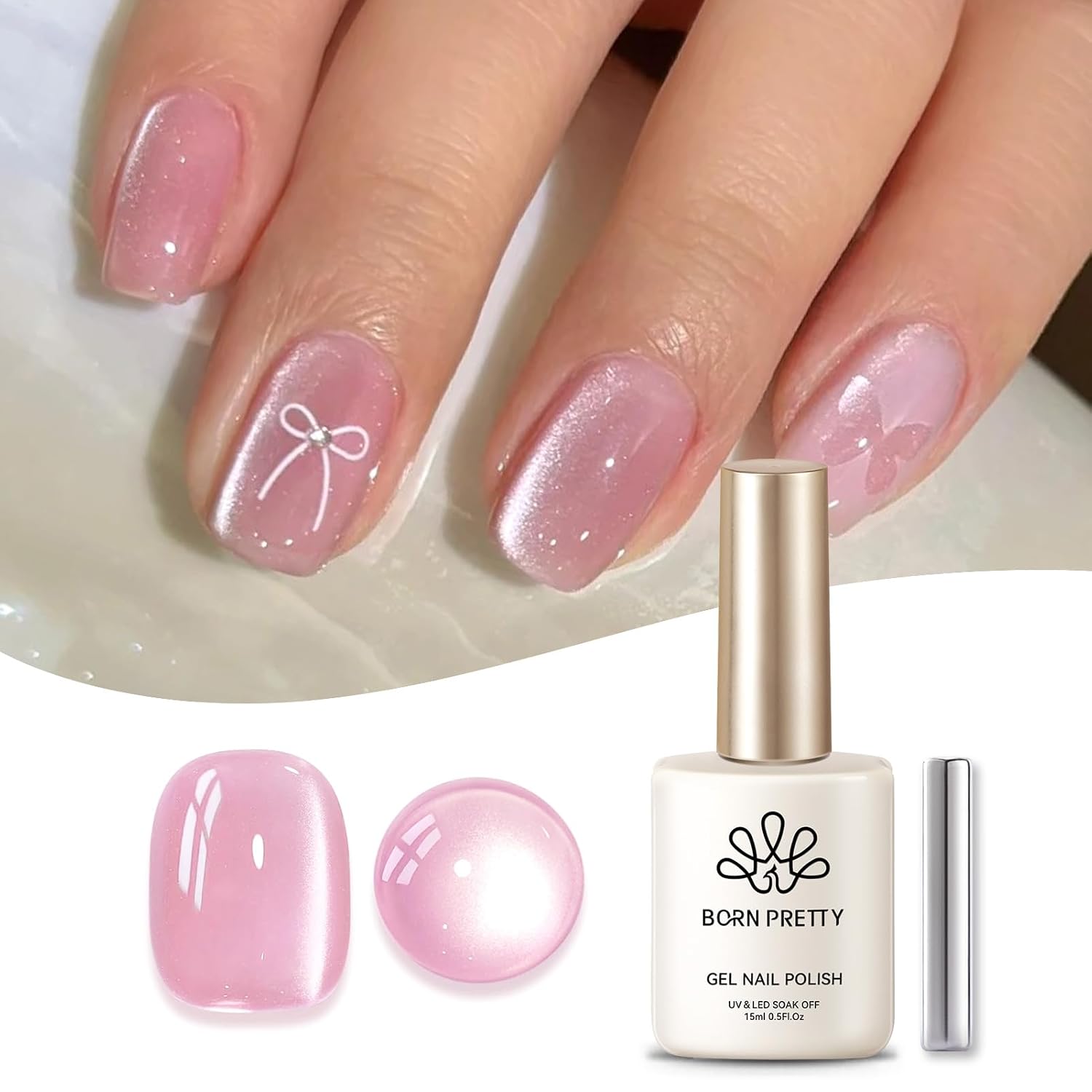Born Pretty 9D Cat Magnetic Eye Gel Nail Polish Holographic Rainbow Gel Polish Blue Purple Soak Off U V LED Gel Polish Nail Art Design Manicure Salon DIY Home 15ML : Beauty & Personal Care