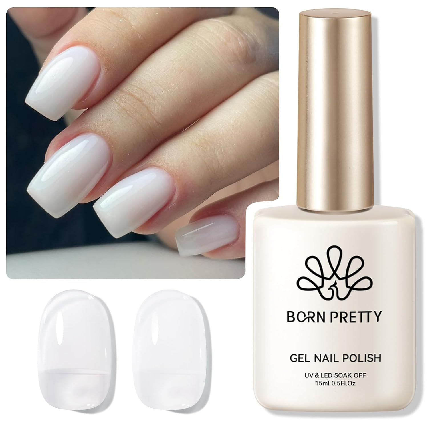 Born Pretty Milky White Gel Nail Polish Jelly White Sheer Translucent Neutral Gel Polish Soak Off Nail Art Gel 15ml. 0.54 Fl Oz : Beauty & Personal Care