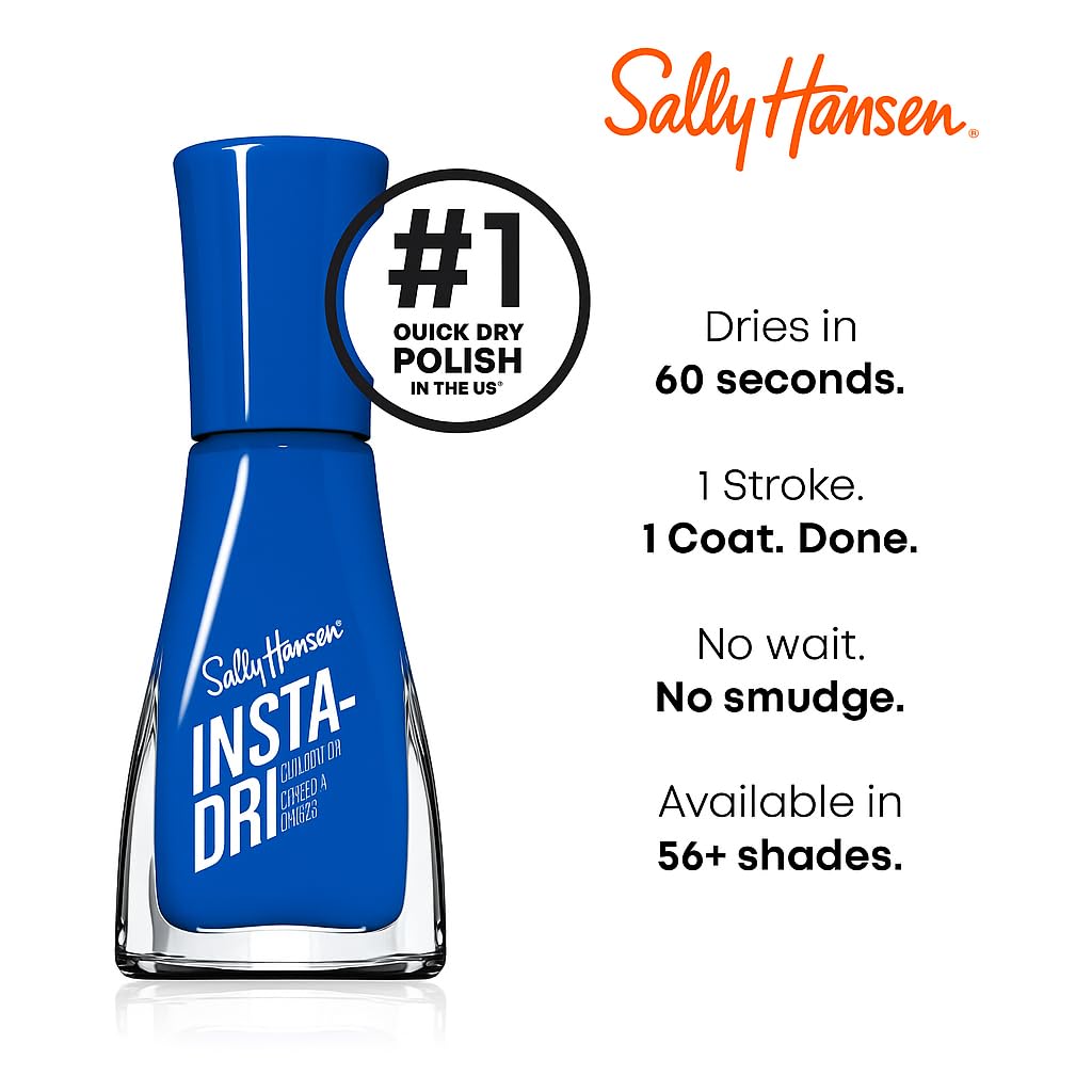 Sally Hansen Insta-Dri Nail Polish | Quick Dry. Long Lasting. Streak-Free Shine | Opaque. Shiny | 492 On the Download | Dark Blue Nail Color. : Beauty & Personal Care