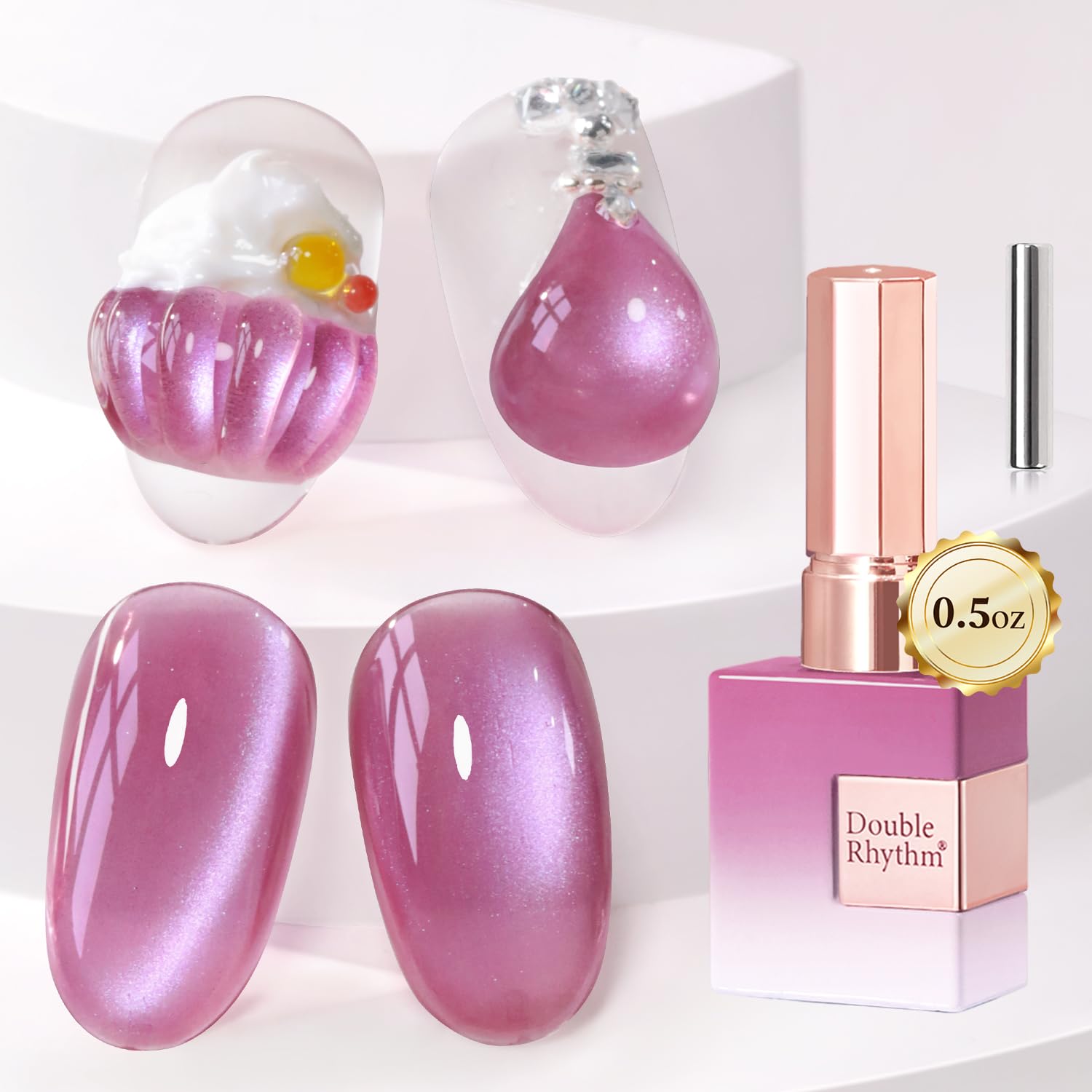 Double Rhythm 15ML Ice Glass Cat Eye Gel Polish with Magnet Holographic Glitter Shimmer Translucent Sheer Color Salon Soak Off Magnetic Nail at Home (Golden Violet-MC1129) : Beauty & Personal Care