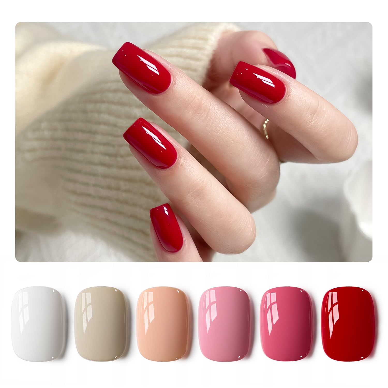 GAOY Milky White Jelly Nude Gel Nail Polish Set. 6 Transparent Colors Sheer Pink Orange Soak Off UV Light Cure Gel Polish Kit for Salon and Nail Art DIY at Home : Beauty & Personal Care