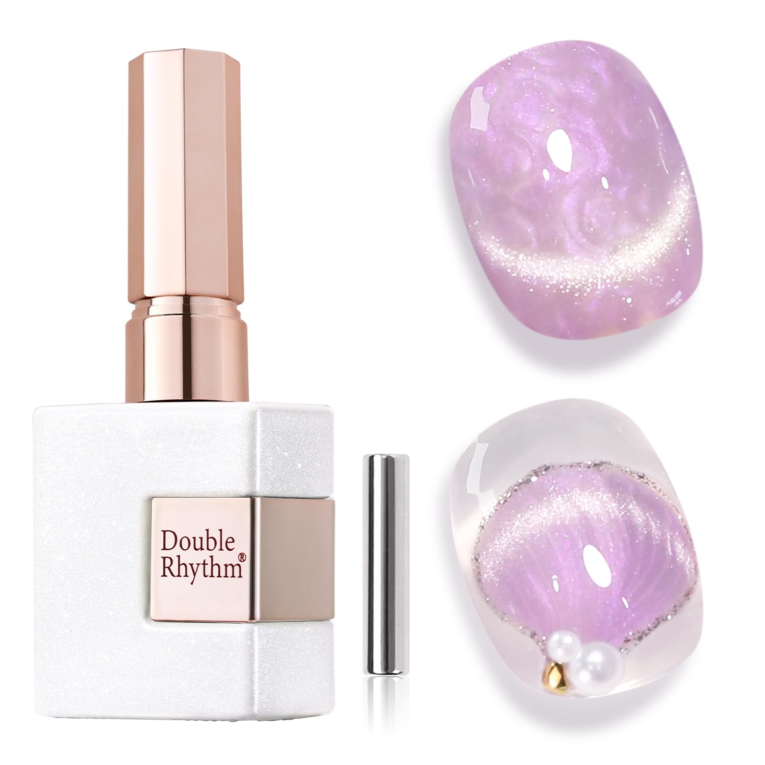 Double Rhythm 15ML Ice Glass Cat Eye Gel Polish with Magnet Holographic Glitter Shimmer Translucent Sheer Color Salon Soak Off Magnetic Nail at Home (Golden Violet-MC1129) : Beauty & Personal Care