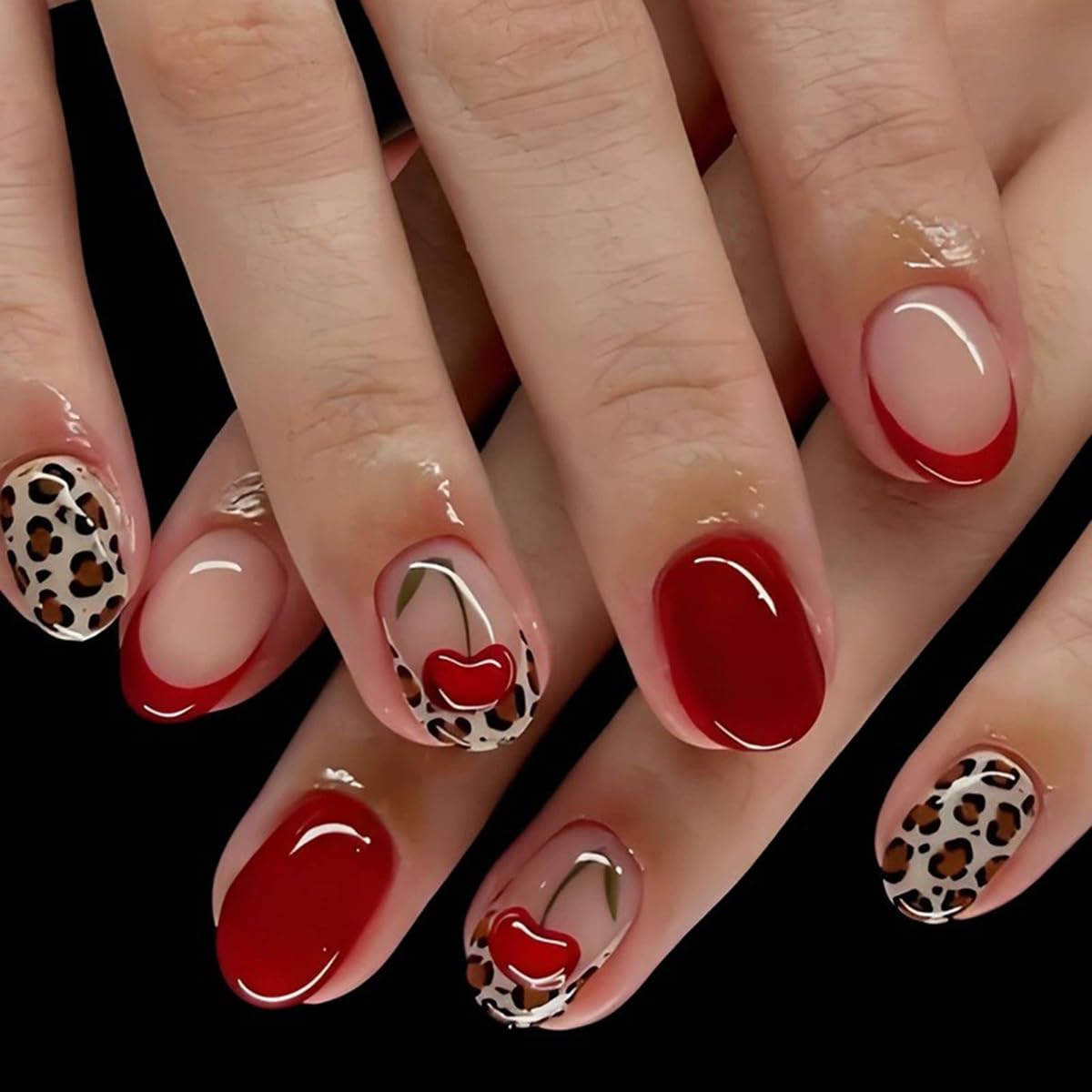 Short Square Press on Nails French Fake Nails Ombre Acrylic Nails Press on Full Cover Glossy False Nails Artificial Stick on Nail for Women Manicure Decoration 24PCS : Beauty & Personal Care