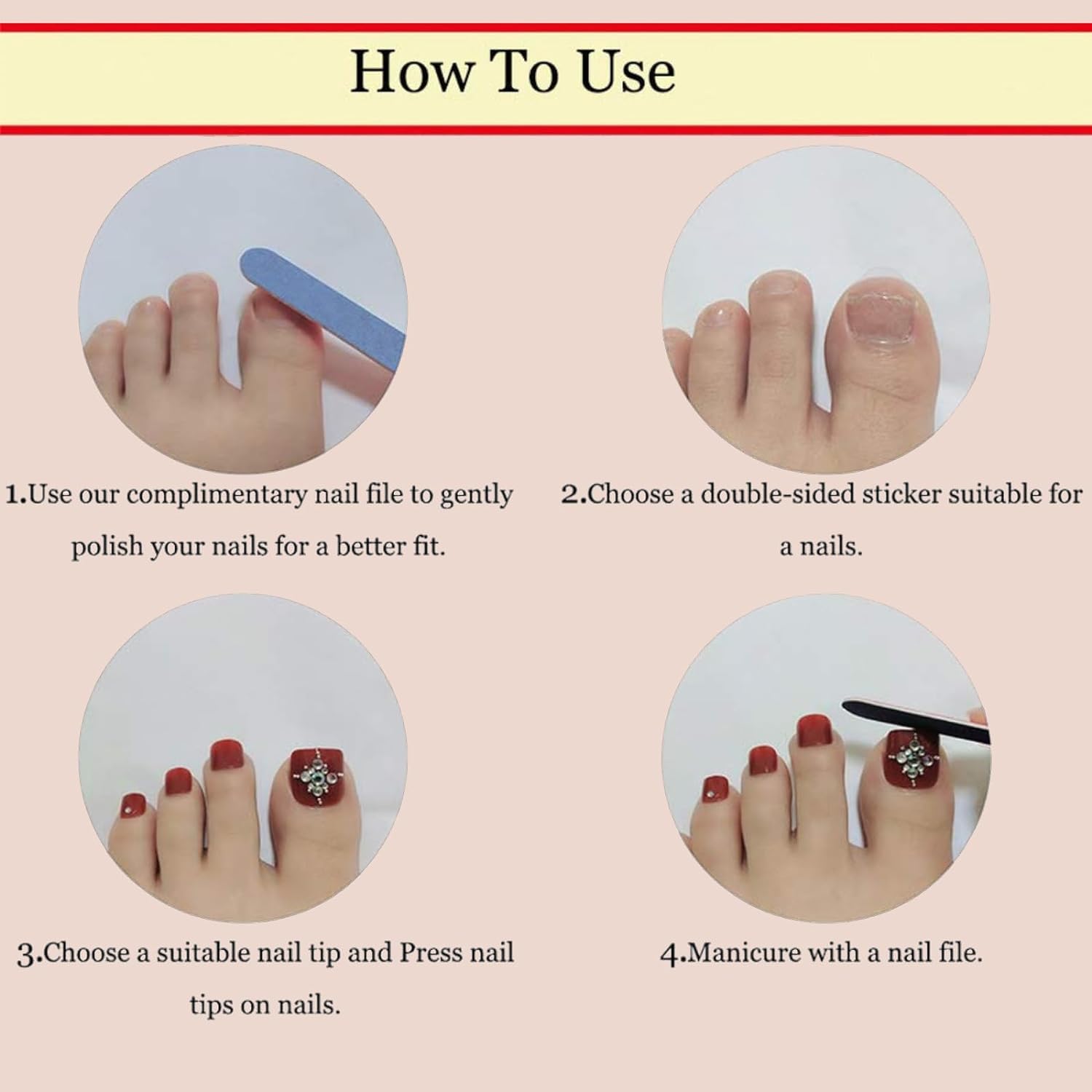 NHIXK 60Pcs White French Tip Press on Nails & Press on Toenails Set. Square Press on Nails Medium Fake Nails French False Toenails Full Cover Stick on Nails for Women Manicure Kit : Beauty & Personal Care