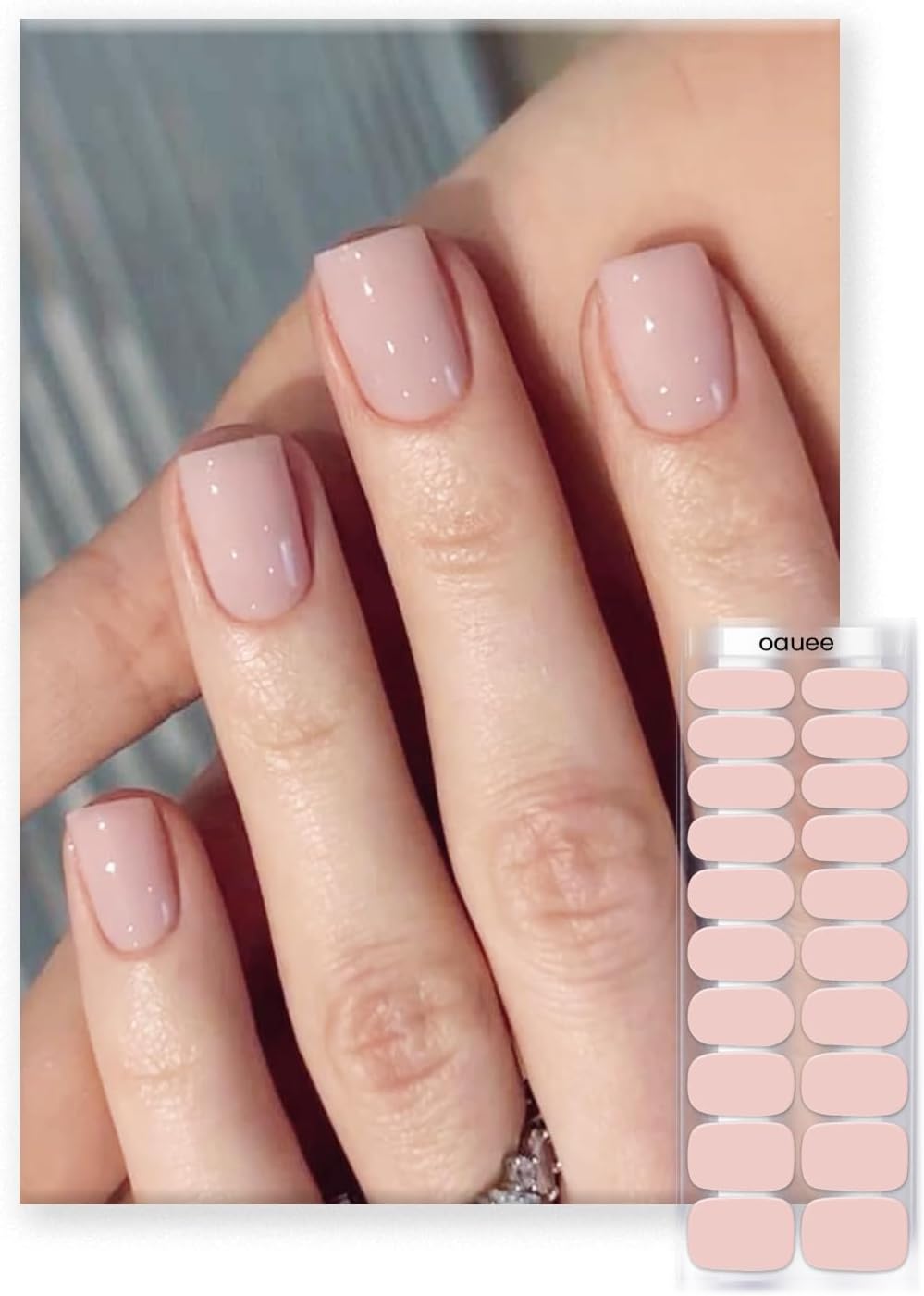 OAUEE Semi Cured Gel Nail Strips | Gel Nail Stickers with UV Light Required | Salon Quality. Easy Application and Removal(Pink Ombre) : Beauty & Personal Care