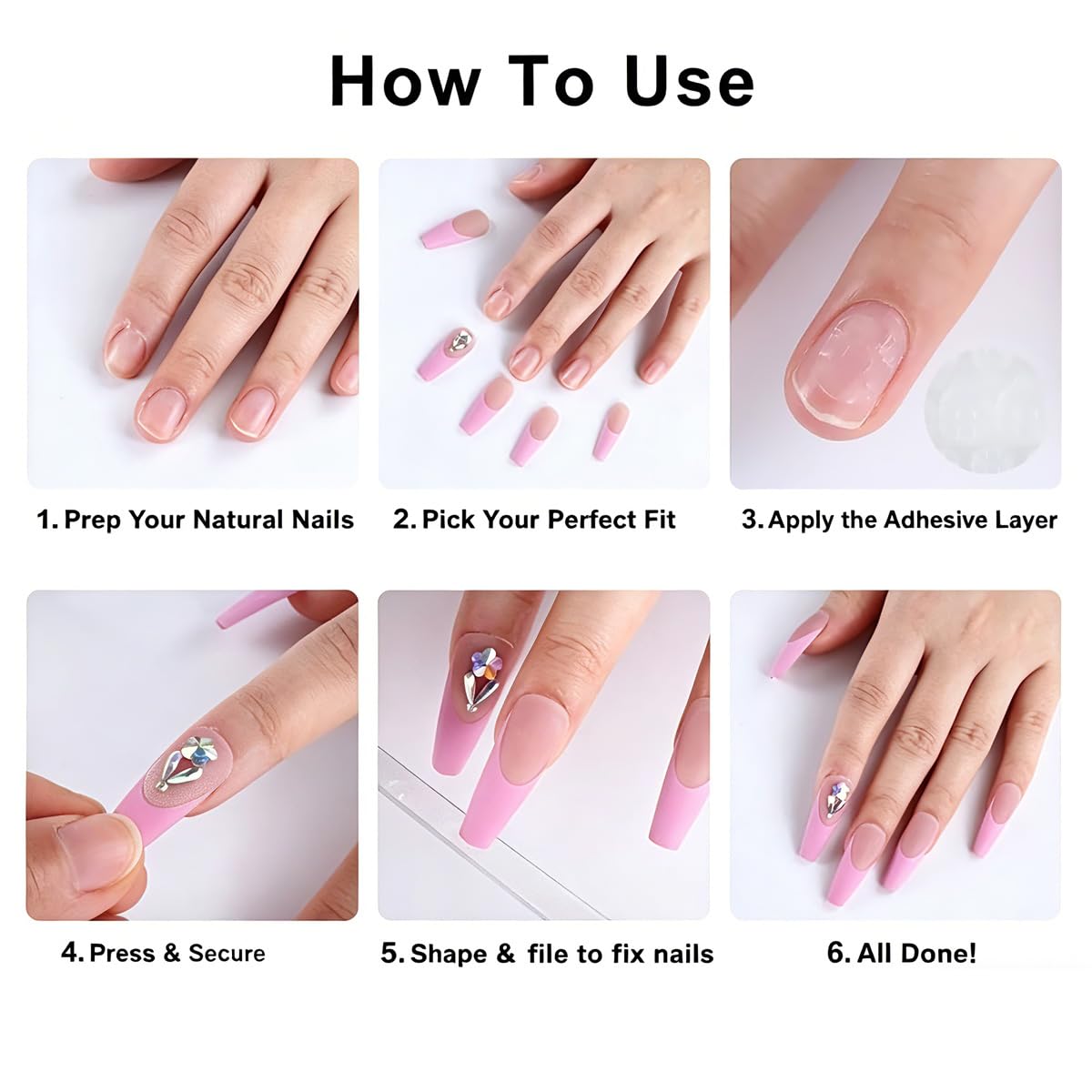 DZPGUONIZ 24pcs Short Square Press on Nails French Tip Fake Nails White Flower with Star Design Glitter False Nails Luxury Nail Charms Crafts White Stripes Glue on Nails for Women Manicure Tips : Beauty & Personal Care