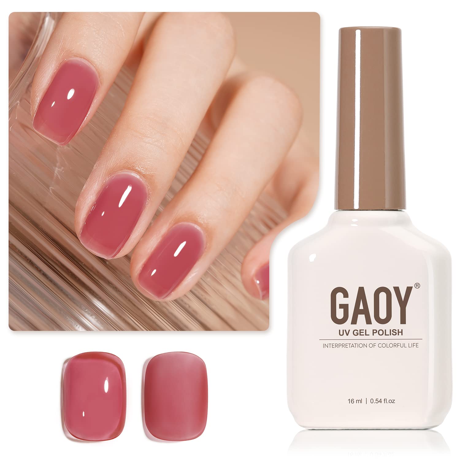 GAOY Sheer Light Pink Gel Nail Polish. 16ml Jelly Milky White Peach Translucent Color 1352 UV Light Cure Gel Polish for Nail Art DIY Manicure and Pedicure at Home : Beauty & Personal Care
