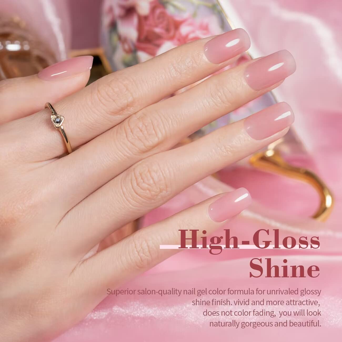 RARJSM Nude Gel Polish Sheer Rose Pink Gel Nail Polish Clear Pink French Manicure Nude Pink Jelly Nail GelPolish Varnish Curing Requires 1pcs 15ml LED UV Gel Soak Off for Home Salon Nail Art DIY : Beauty & Personal Care