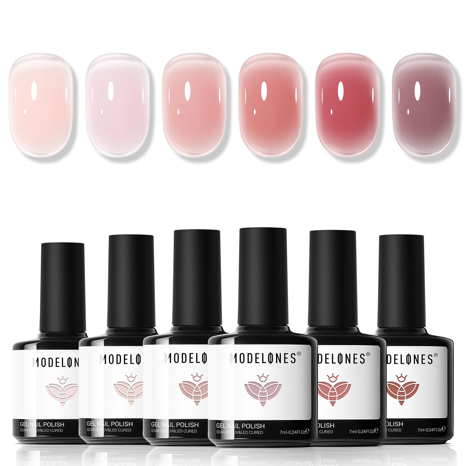 modelones Gel Nail Polish Kit -6 Colors Nude Pink Milky White Gel Polish Set Skin Tones Neutral Brown Soak Off Gel Nail Kit Manicure DIY Nail Art Salon Home Gift : Beauty & Personal Care