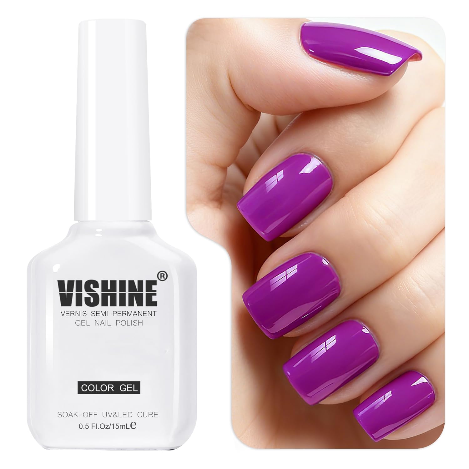 Vishine Nail Gel Polish. 15ml Soak Off Nail Gel Polish Nail Art Manicure Salon DIY at Home Long-lasting - Hot Pink 0.5 OZ : Beauty & Personal Care