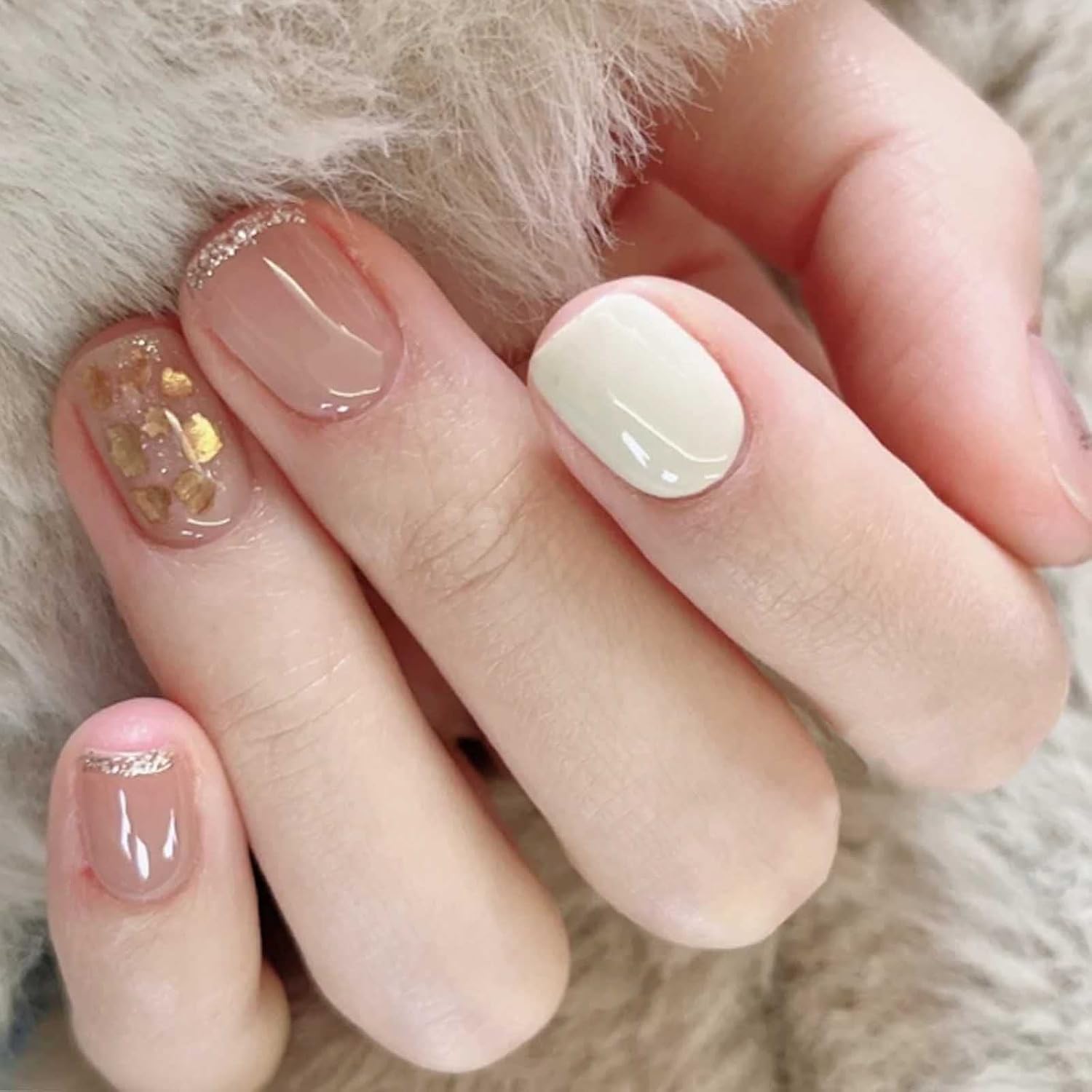 Hkanlre Square French Press on Nails Short Cute Fake Nails Acrylic Flower False Nails for Women and Girls 24PCS : Beauty & Personal Care
