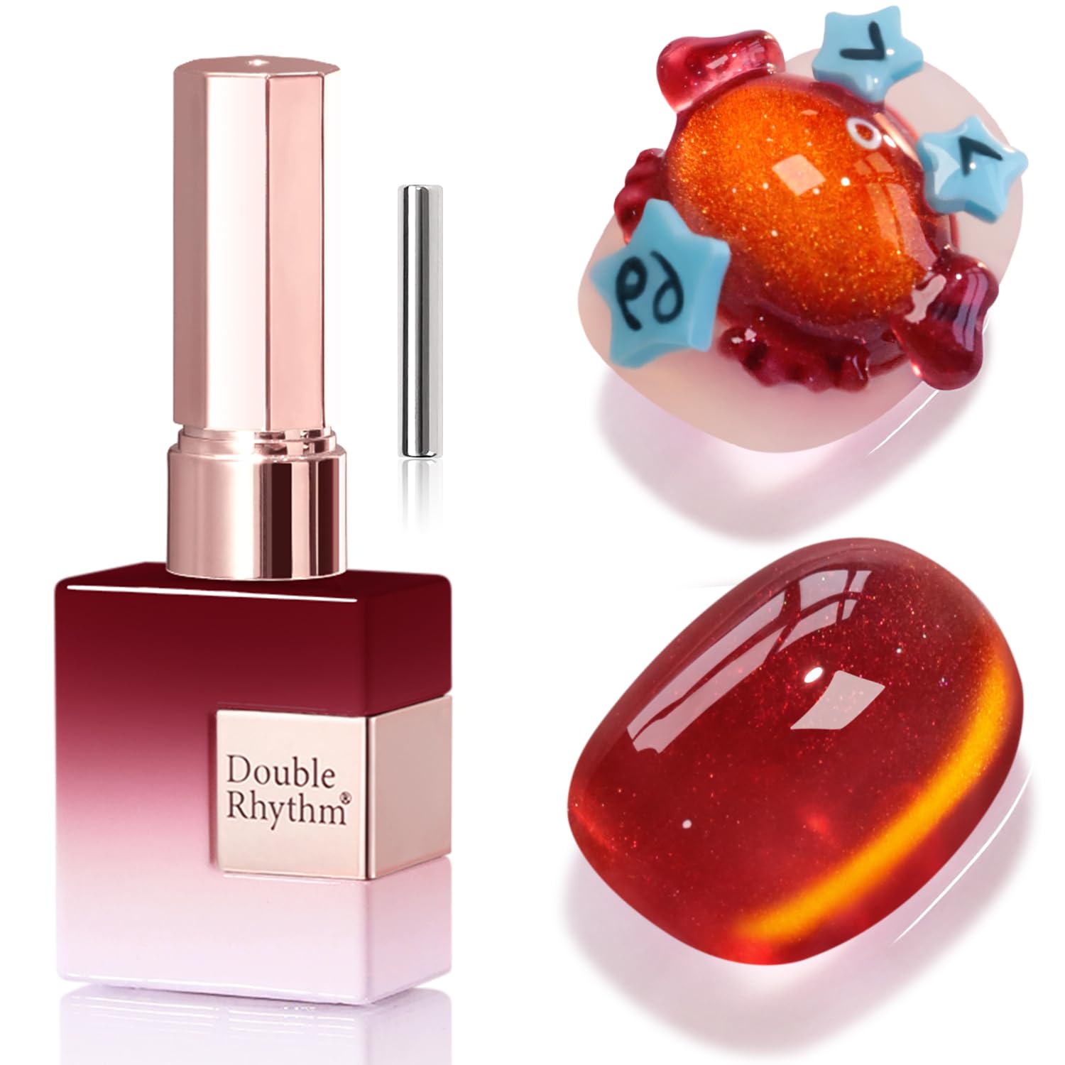 Double Rhythm 0.5 OZ Cat Eye Gel Polish with Magnet 15ML Holographic Glitter Shimmer Translucent Jelly Color Magnetic Polish Salon DIY at Home (Silver-MC1019) : Beauty & Personal Care